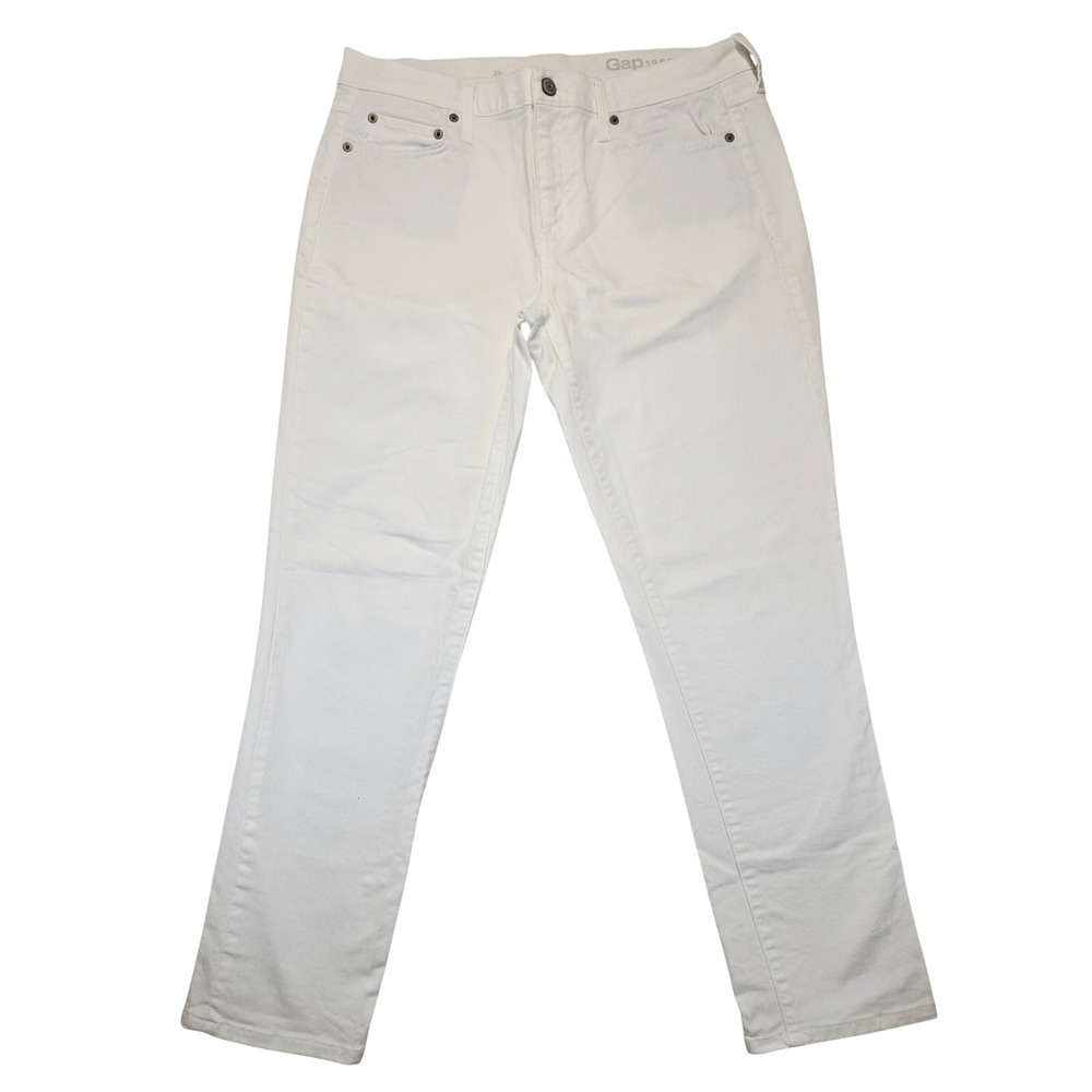Gap 1969 Women White Denim Ankle Jeans Size 29r 8 Stretch Casual Summer Pants